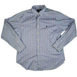 Ralph Lauren Mens XL Classic Fit Blue Striped Cotton Button Down Shirt